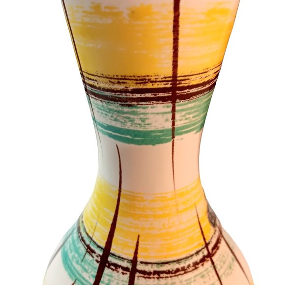 Bay Keramik Pitcher Mid-century Modern Brown Turquoise Yellow - Picture 5 of 10